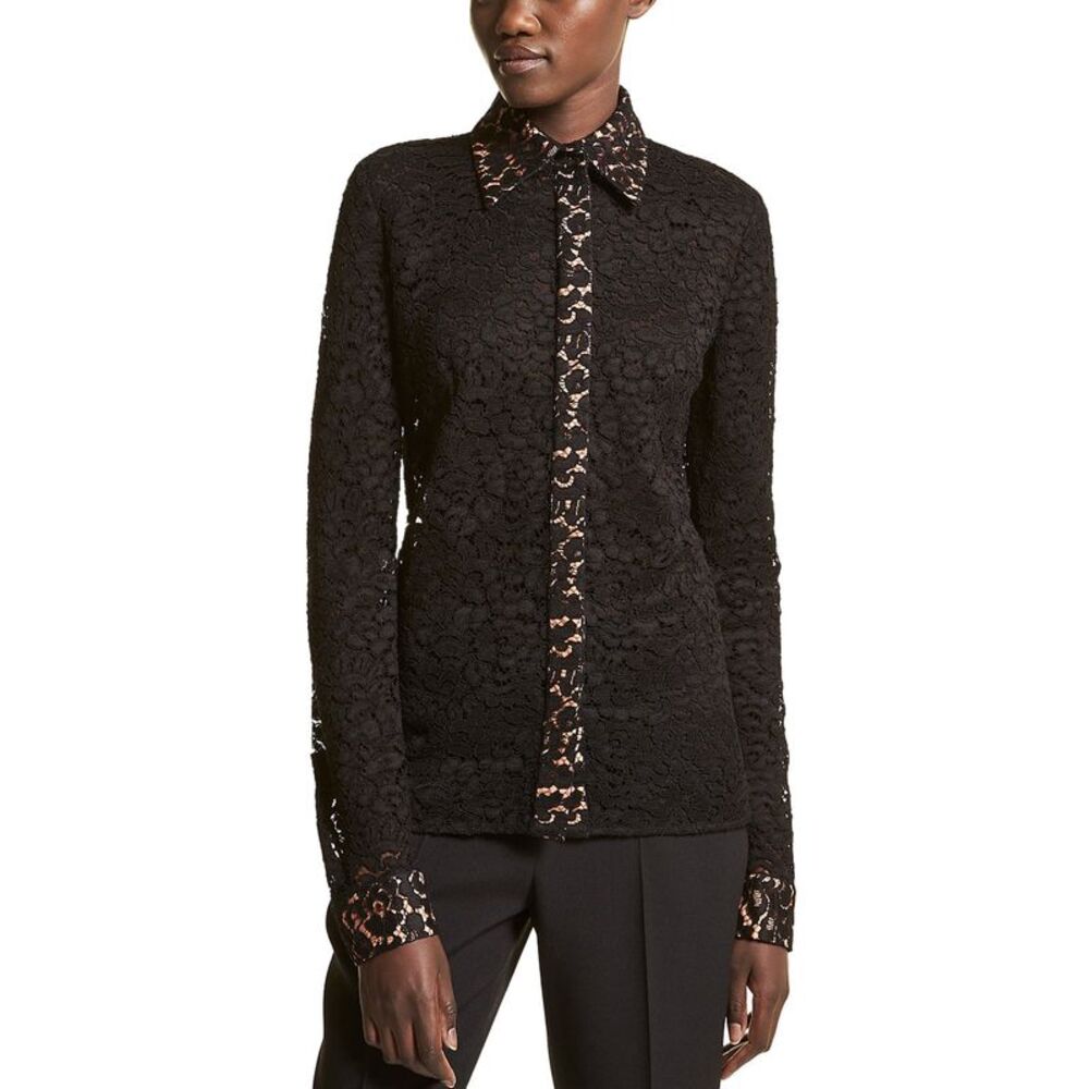 Michael Kors Collection Womens Hansen Lace Shirt 10 Black - NWT $1290